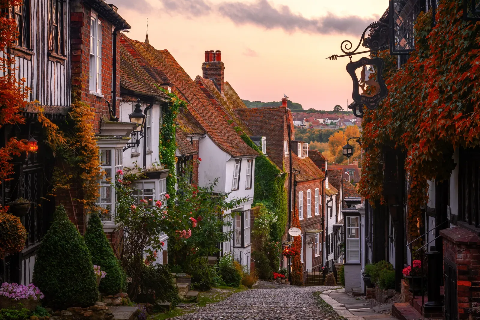 Historic Rye Old Town cobbled streets with Mermaid Inn - serving businesses in Rye, East Sussex with web design services